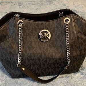 Michael Kors Dark Gray Satchel with Chain Accents